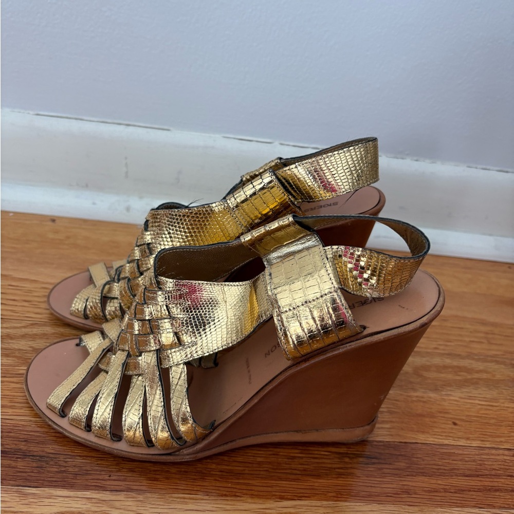 Sigerson Morrison Gold Woven Wedges